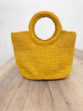 Mar y Sol bag Handwoven‎ Round-Handle Tote in Mustard